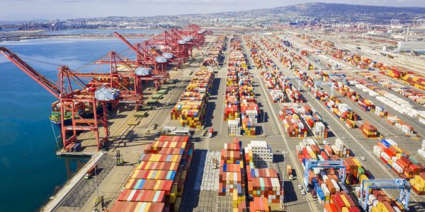 Aerial Port of Long Beach Container Yard Aerial image of containers in the Port of Long Beach, California.